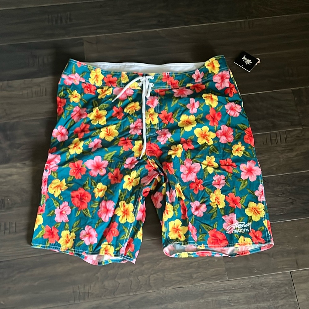 Stussy Wild Hawaii Cargo Board Shorts Swim Surf new Mens Size 38